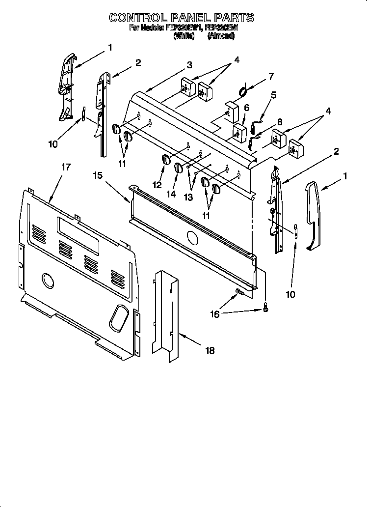 Roper FEP320EN1 control panel diagram