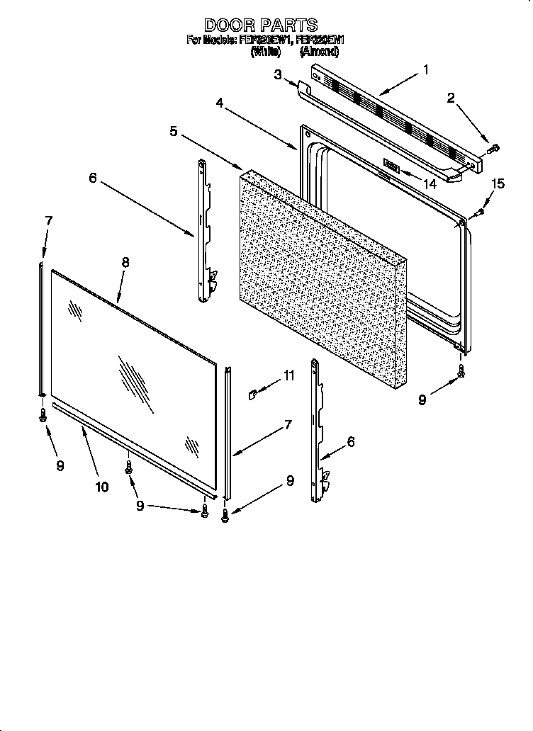 Roper FEP320EN1 door diagram