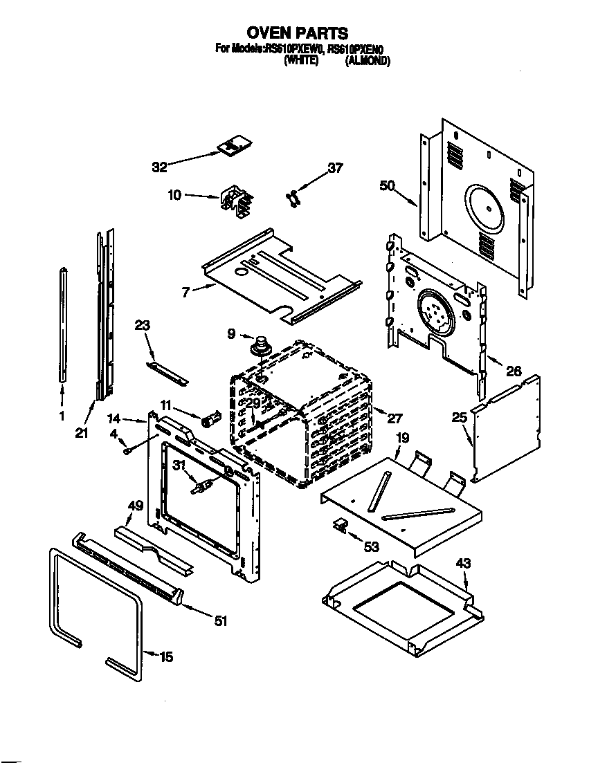 Whirlpool RS610PXEW0 oven diagram