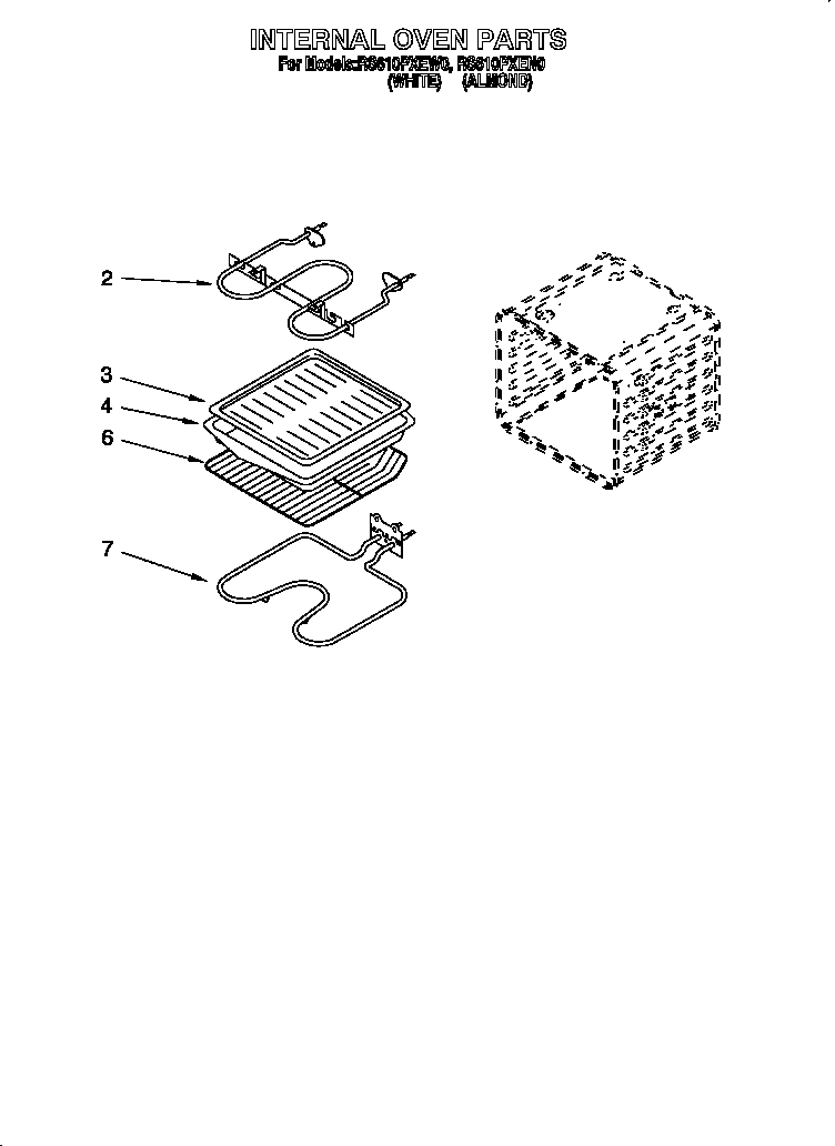 Whirlpool RS610PXEW0 internal oven diagram