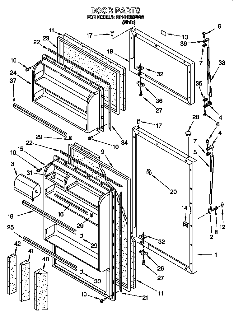 Roper RT14HBXFW00 door diagram