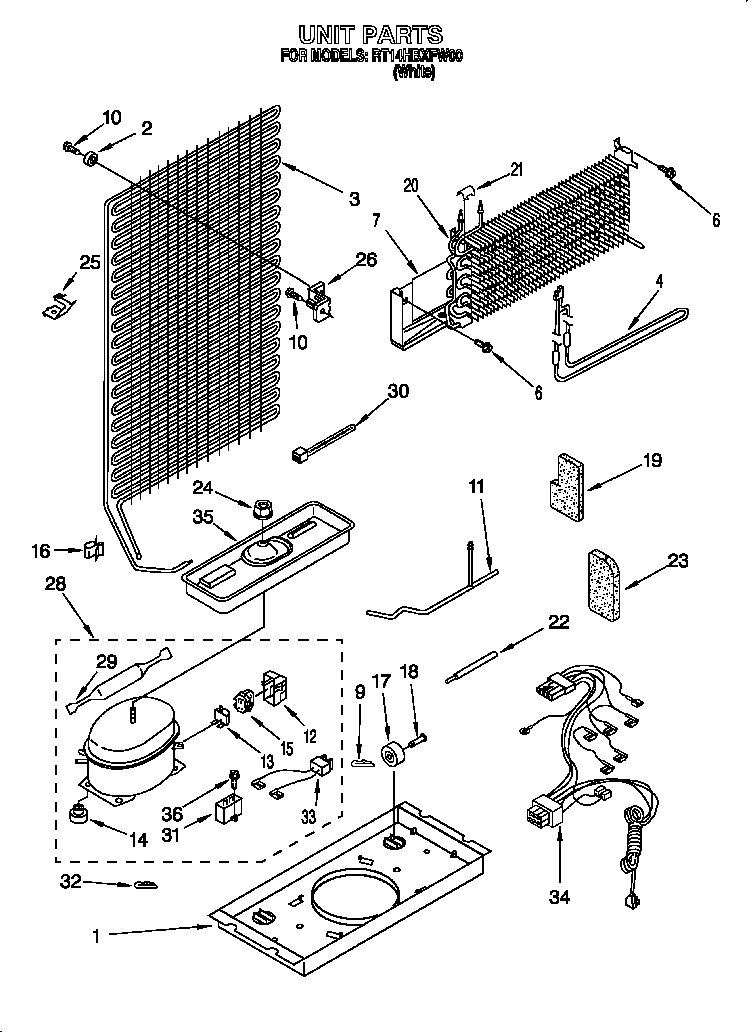 Roper RT14HBXFW00 unit diagram