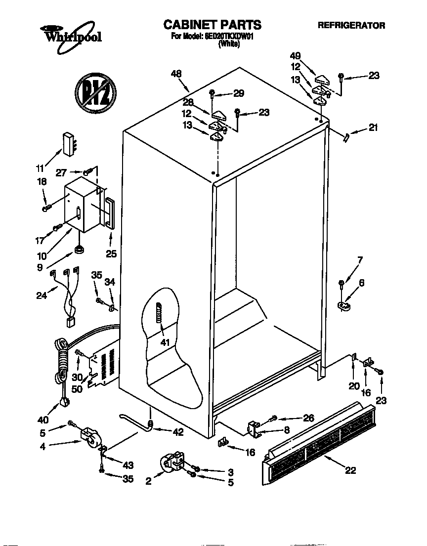 Whirlpool 6ED20TKXDW01 cabinet diagram