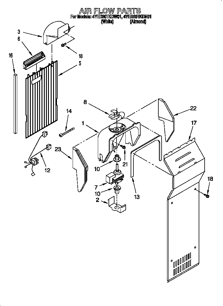 Whirlpool 4YED20TKDW01 air flow diagram