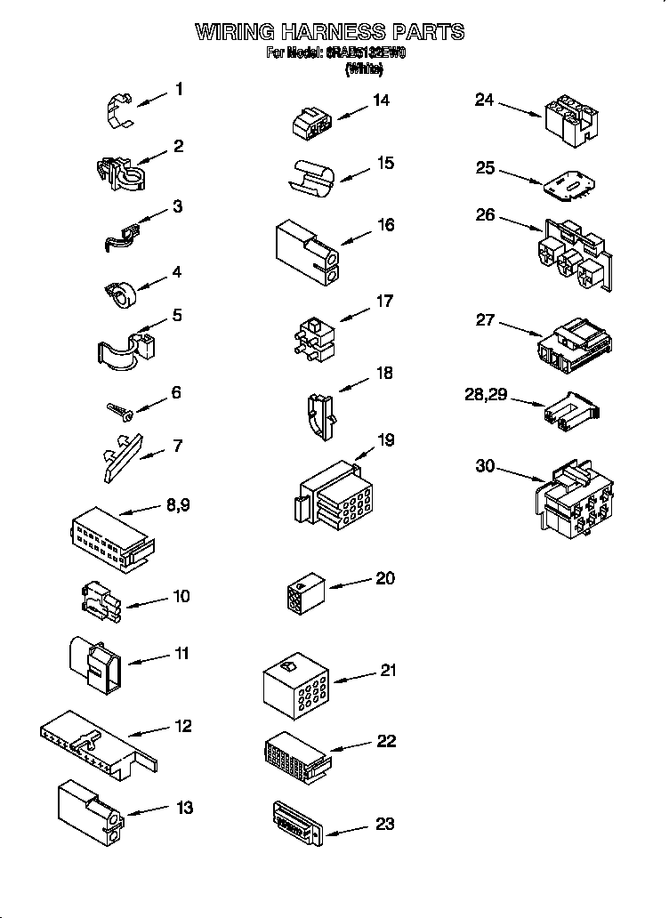 Whirlpool 6RAB5132EW0 wiring harness diagram