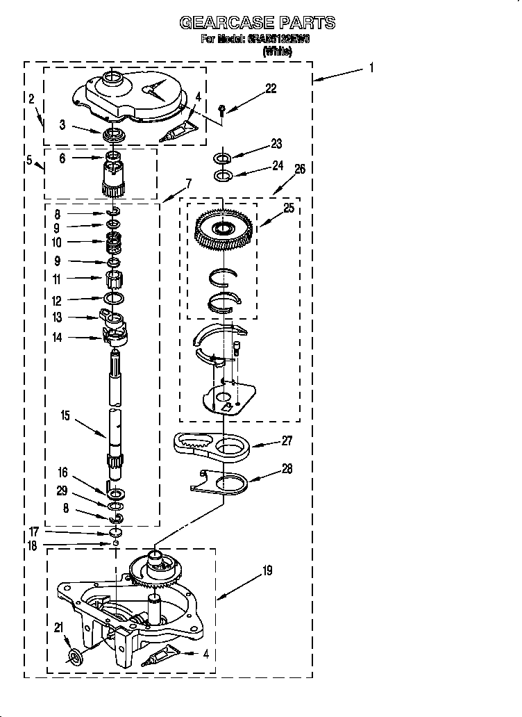 Whirlpool 6RAB5132EW0 gearcase diagram