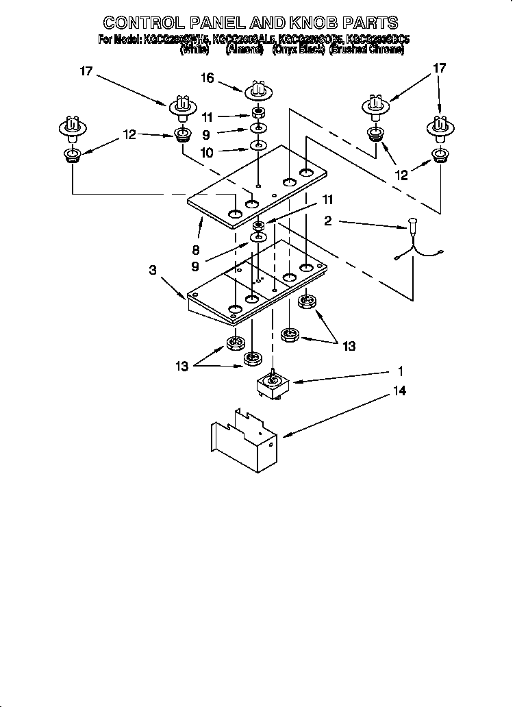 KitchenAid KGCG260SOB5 control panel diagram