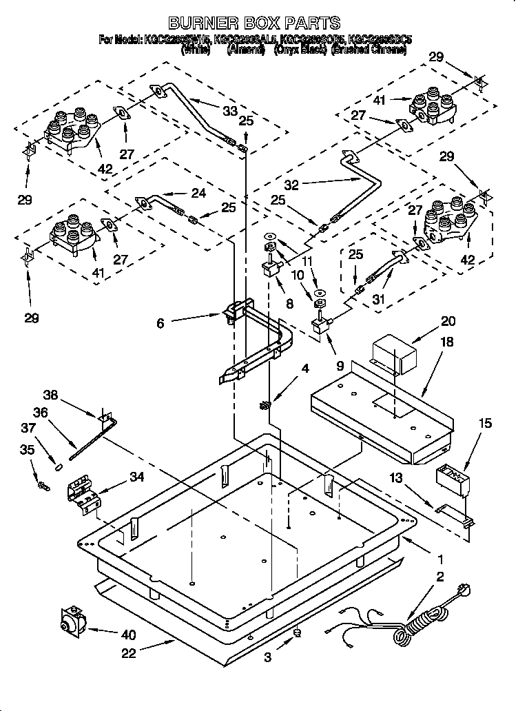 KitchenAid KGCG260SOB5 burner box diagram
