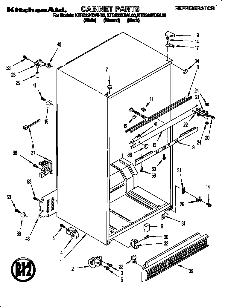 KitchenAid KTRS22KDWH00 cabinet diagram