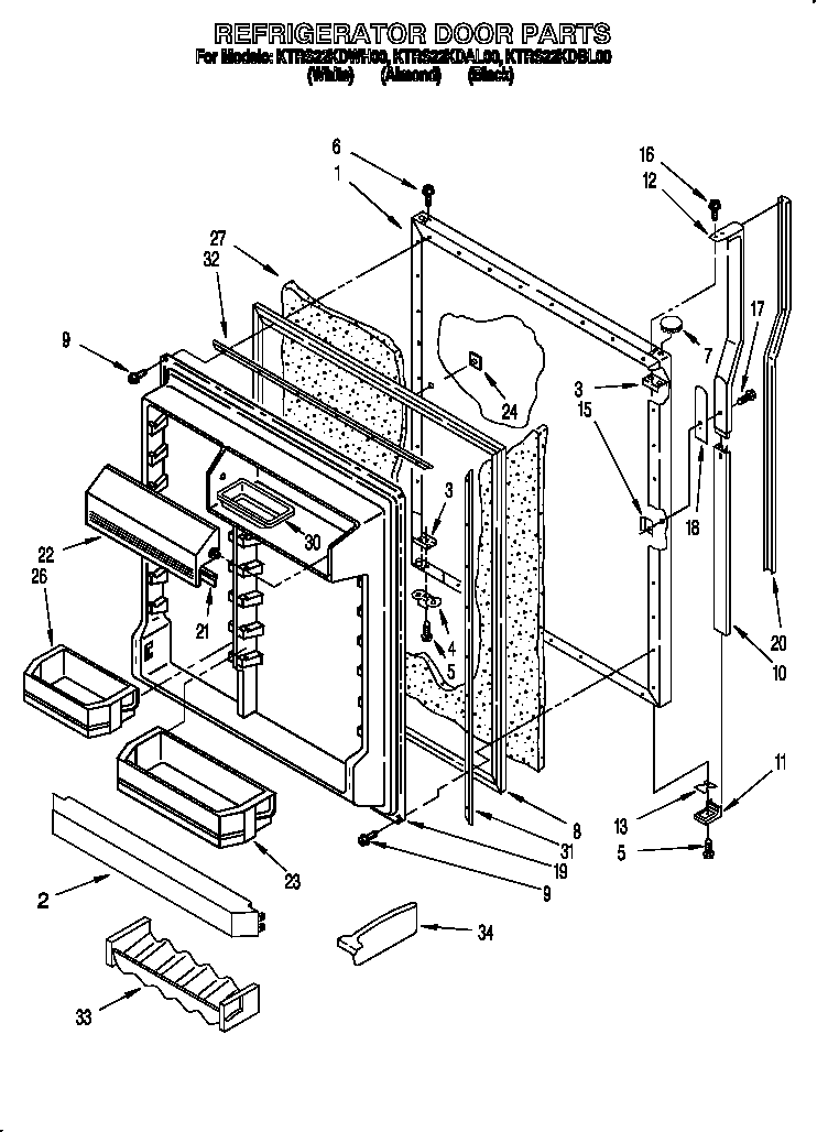 KitchenAid KTRS22KDWH00 refrigerator door diagram