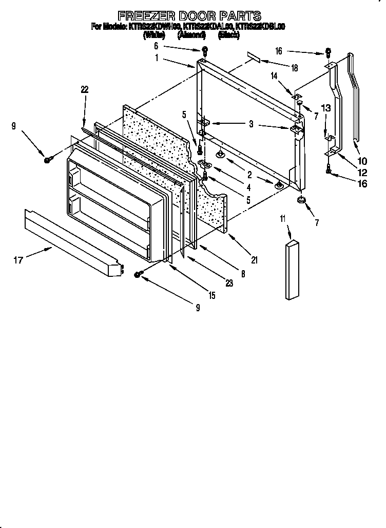 KitchenAid KTRS22KDWH00 freezer door diagram