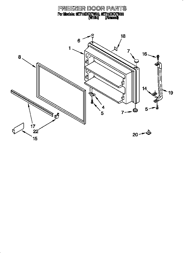 Whirlpool 8ET19DKXFN00 freezer door diagram