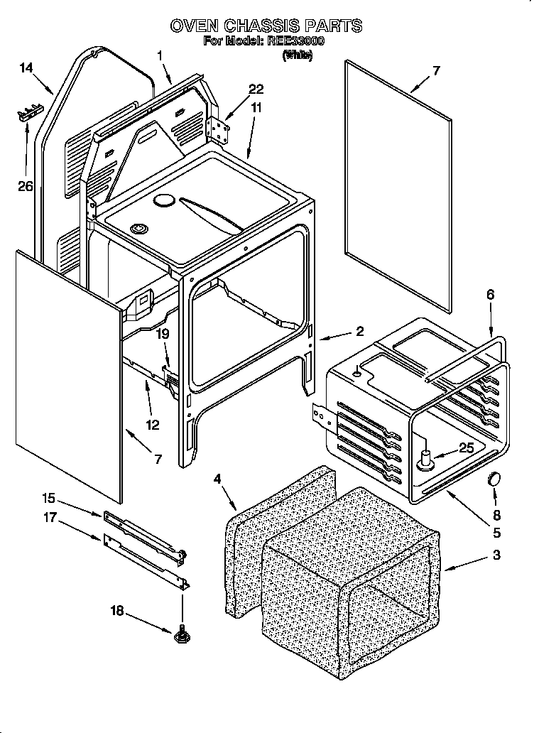 Roper REE33000 oven chassis diagram