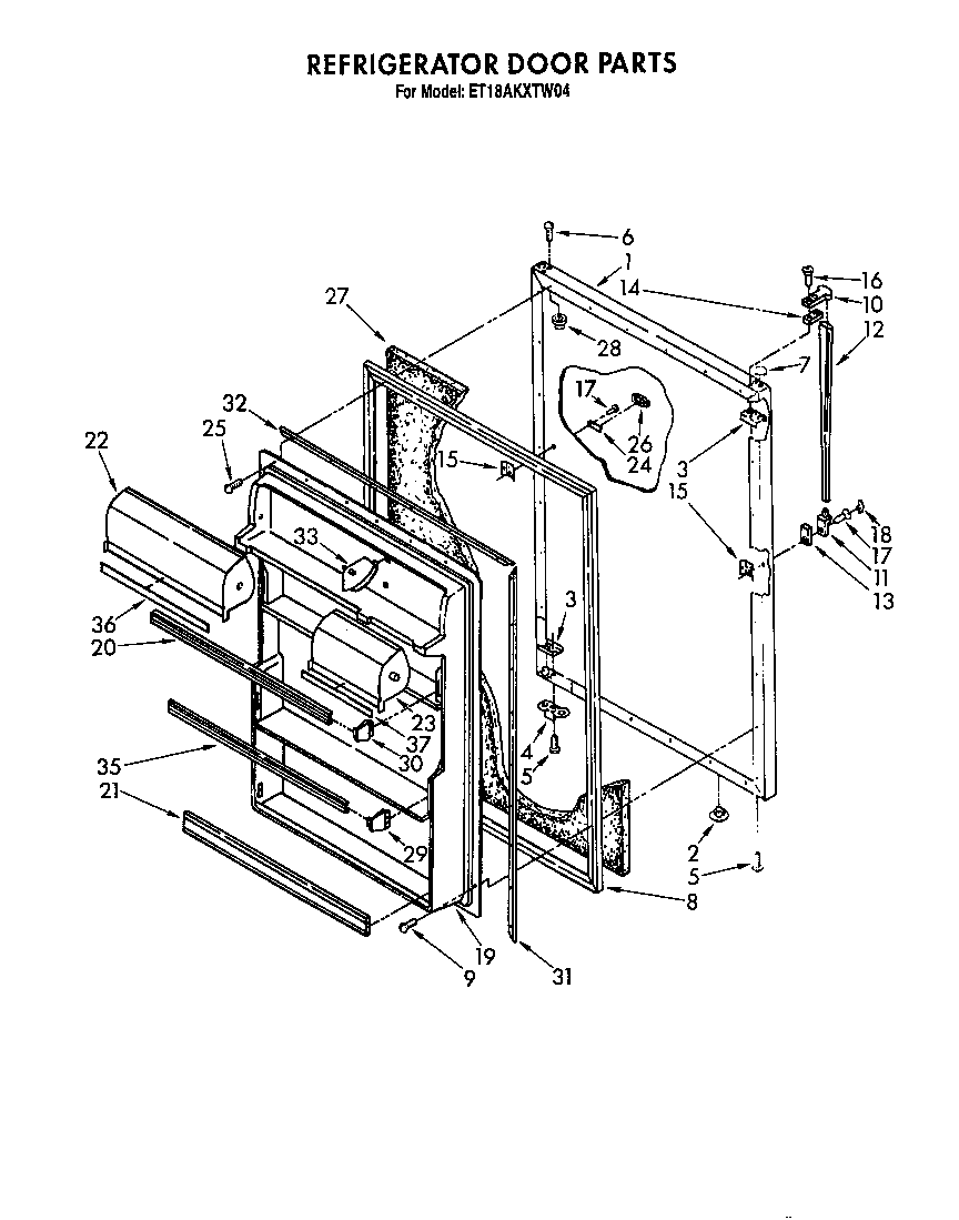 Whirlpool ET18AKXTW04 refrigerator door diagram