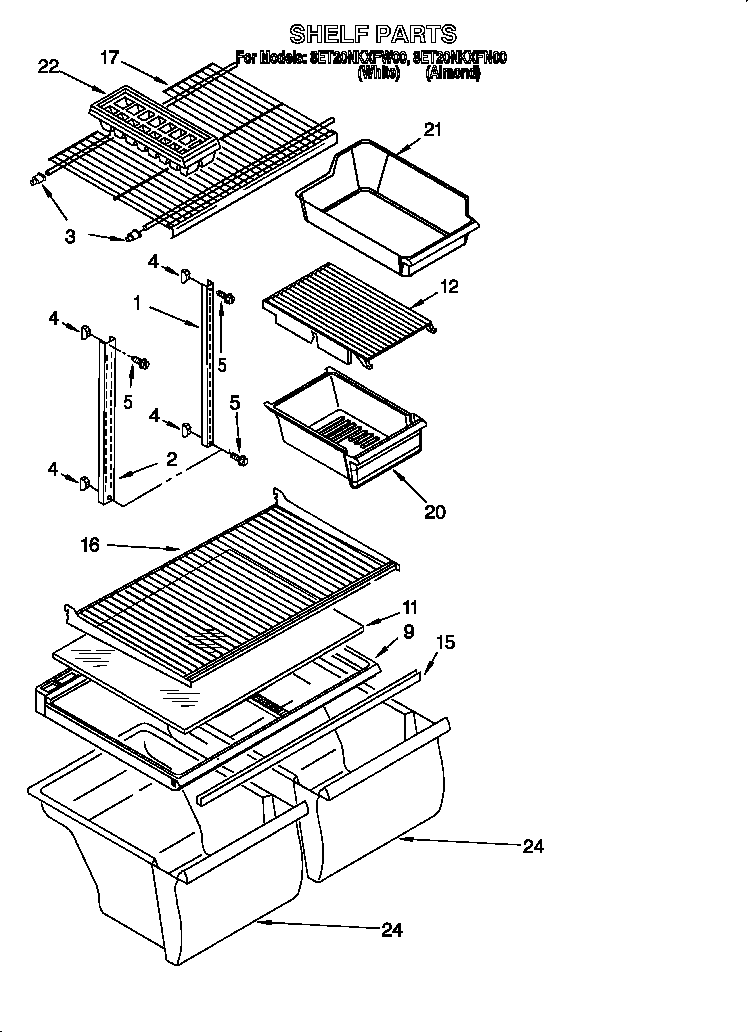 Whirlpool 8ET20NKXFW00 shelf diagram