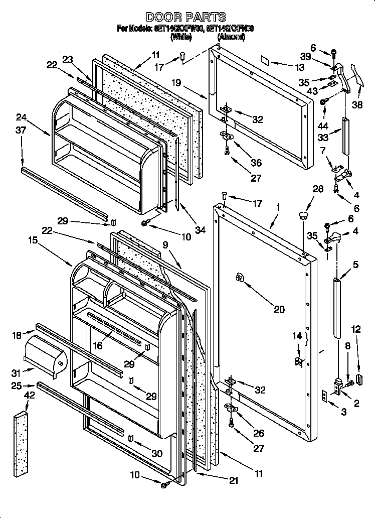 Whirlpool 8ET14GKXFW00 door diagram