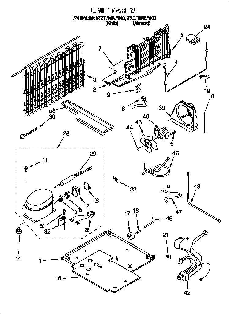 Whirlpool 3VET19NKFN00 unit diagram