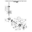Whirlpool CAW2762EW0 brake, clutch, gearcase, motor and pump diagram