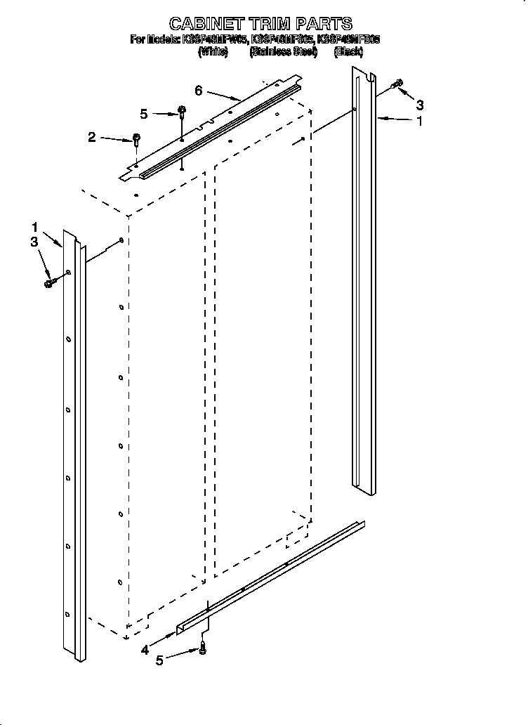 KitchenAid KSSP48MFB05 cabinet trim diagram