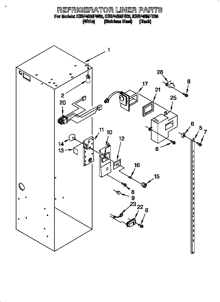 KitchenAid KSSP48MFB05 refrigerator liner diagram