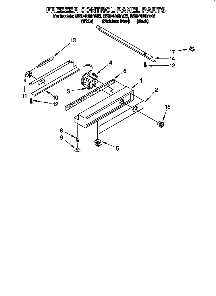 KitchenAid KSSP48MFB05 freezer control panel diagram