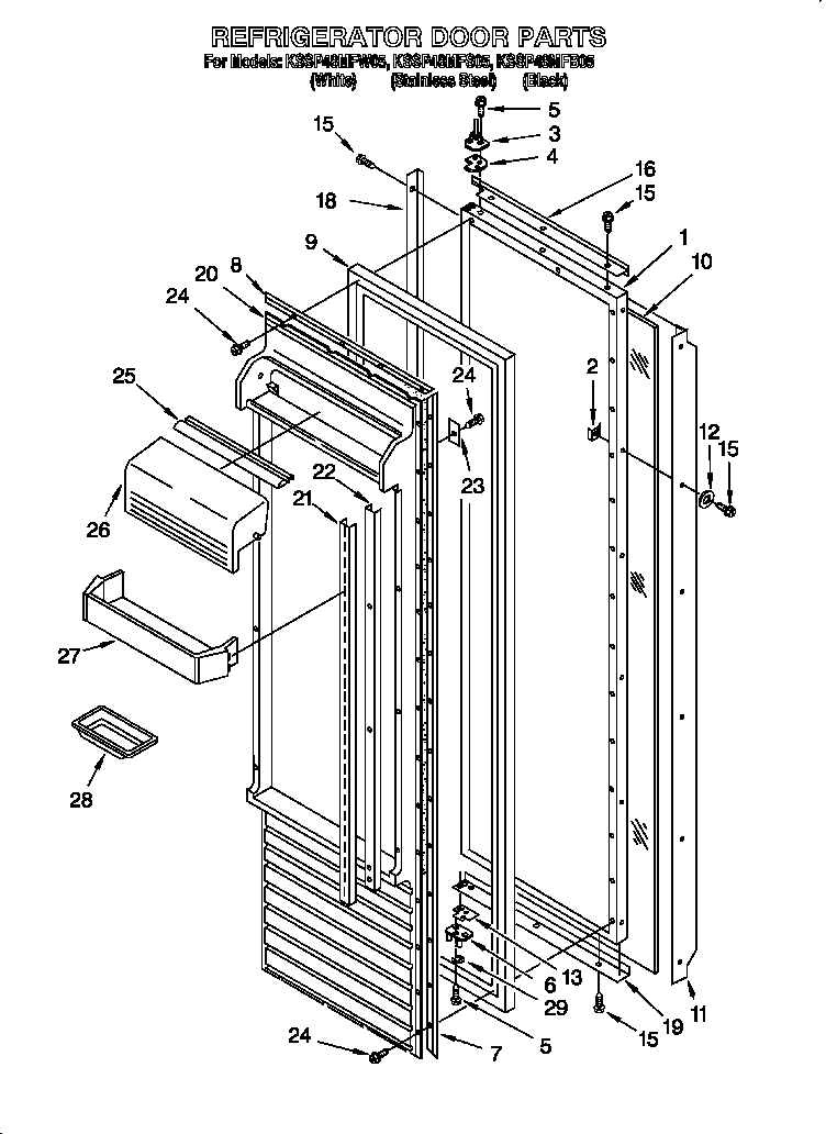 KitchenAid KSSP48MFB05 refrigerator door diagram