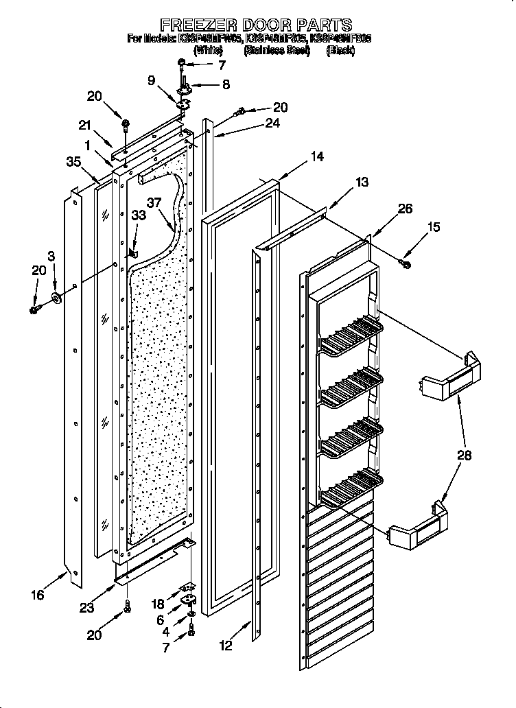 KitchenAid KSSP48MFB05 freezer door diagram