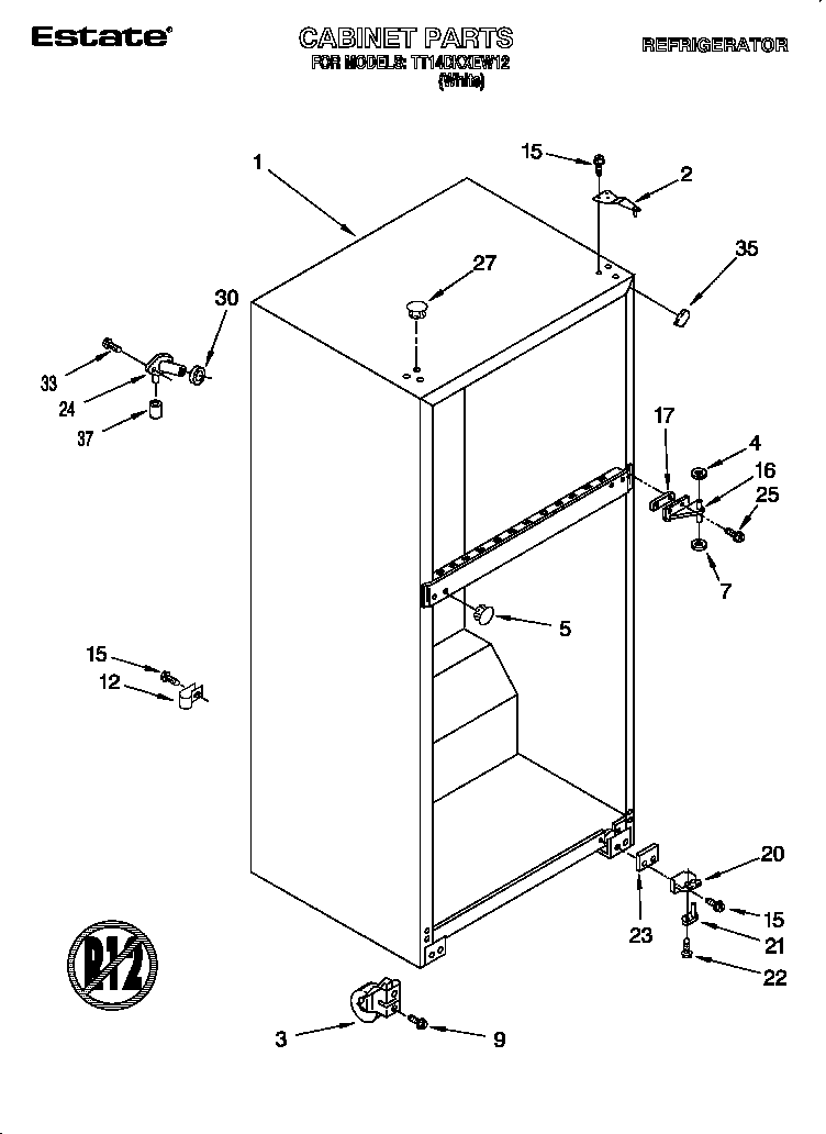 Estate TT14DKXEW12 cabinet diagram