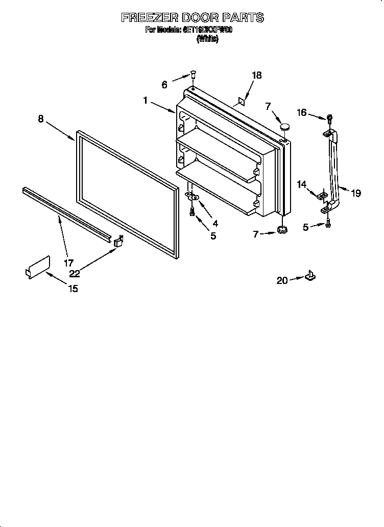 Whirlpool 6ET19DKXFW00 freezer door diagram