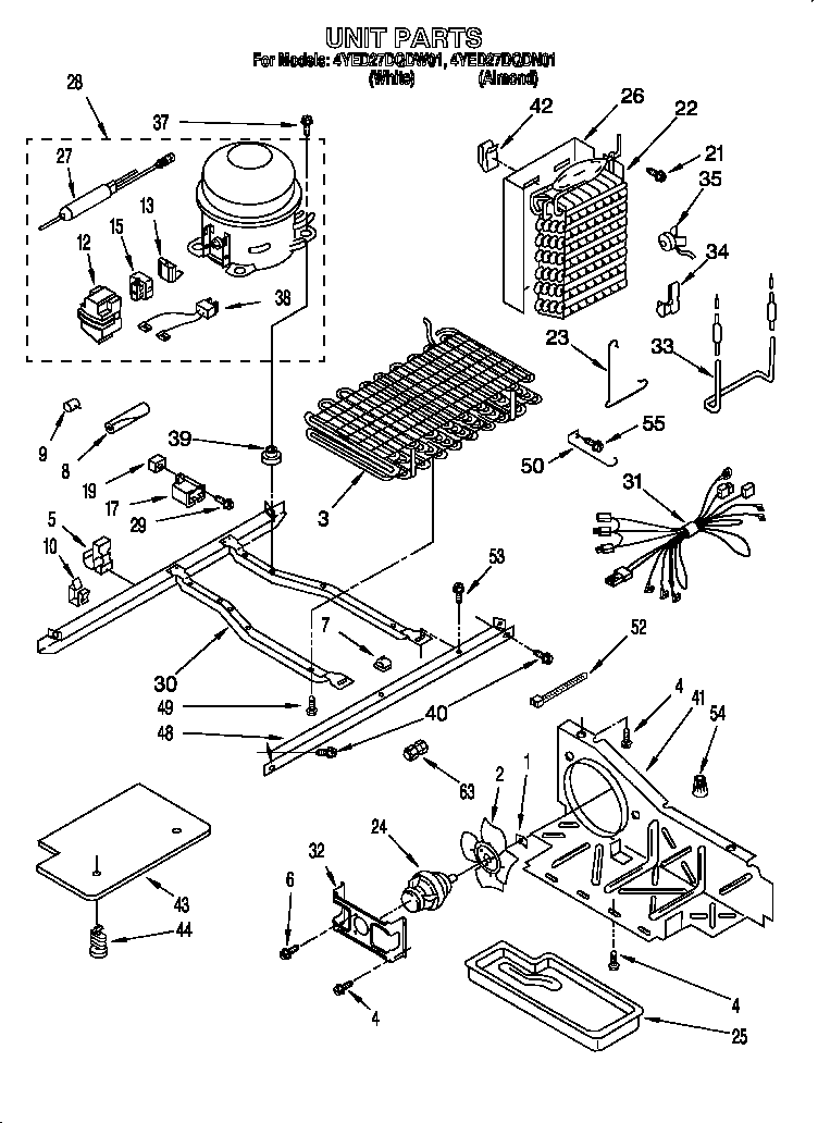 Whirlpool 4YED27DQDW01 unit diagram