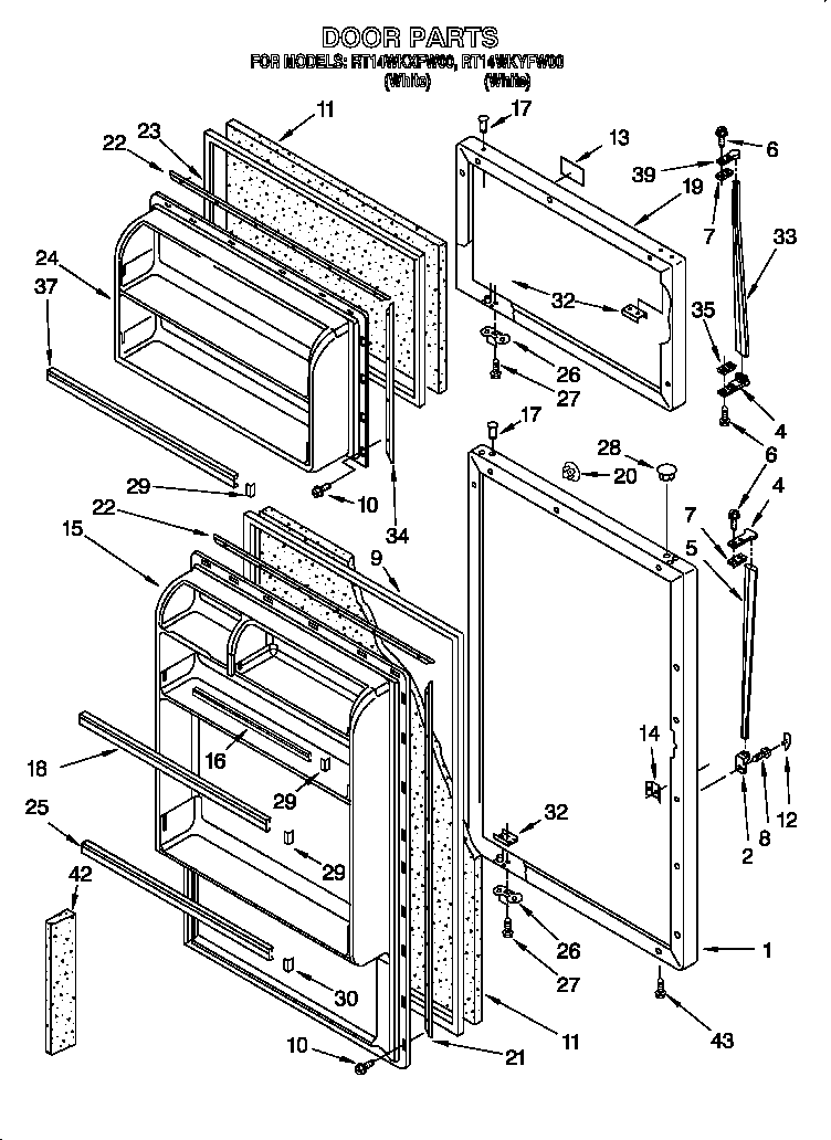 Roper RT14WKXFW00 door diagram