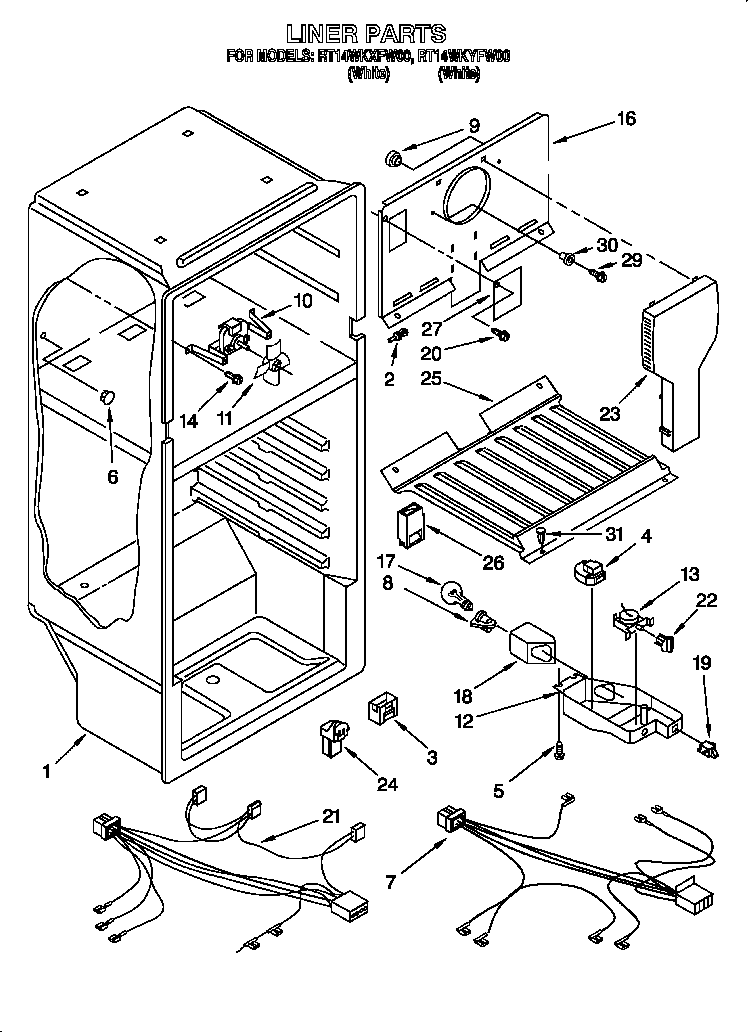 Roper RT14WKXFW00 liner diagram
