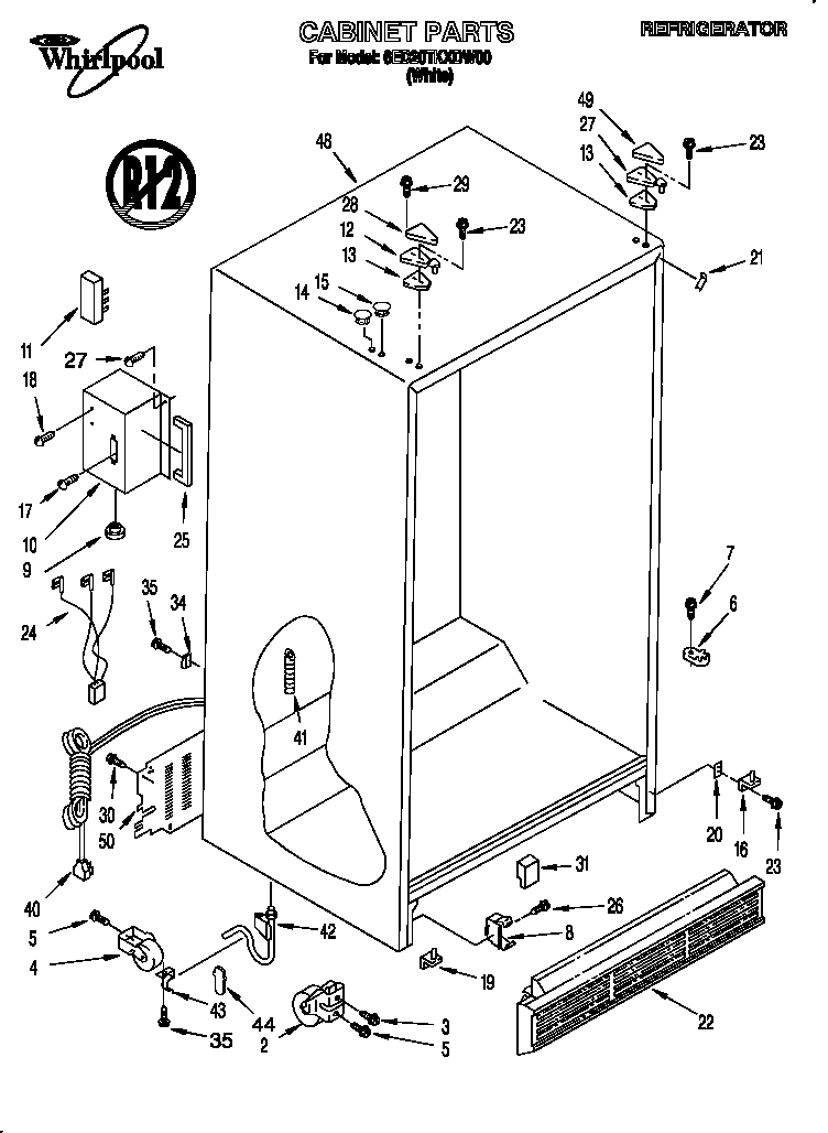 Whirlpool 6ED20TKXDW00 cabinet diagram