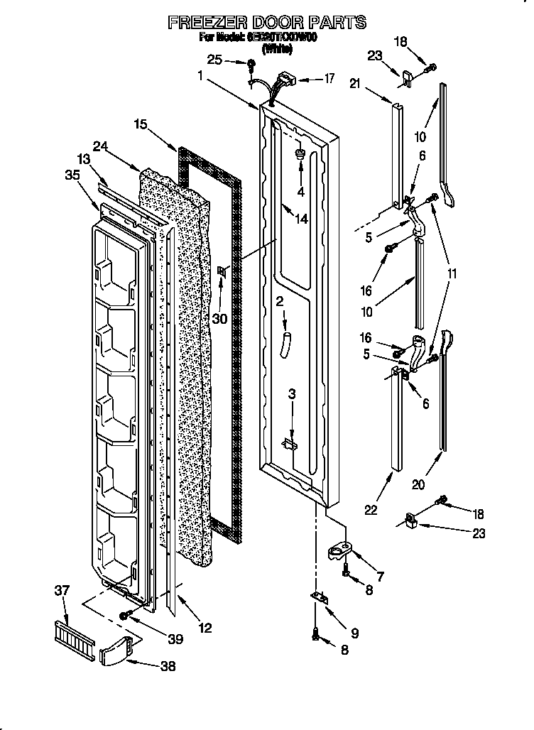 Whirlpool 6ED20TKXDW00 freezer door diagram