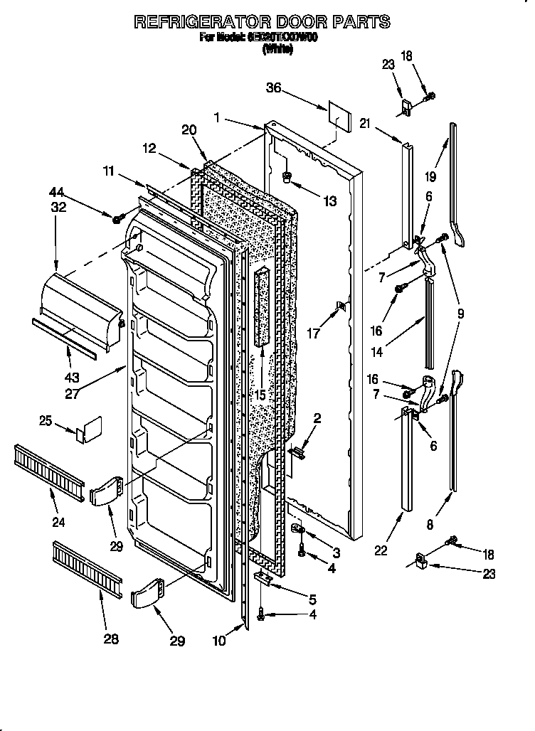 Whirlpool 6ED20TKXDW00 refrigerator door diagram