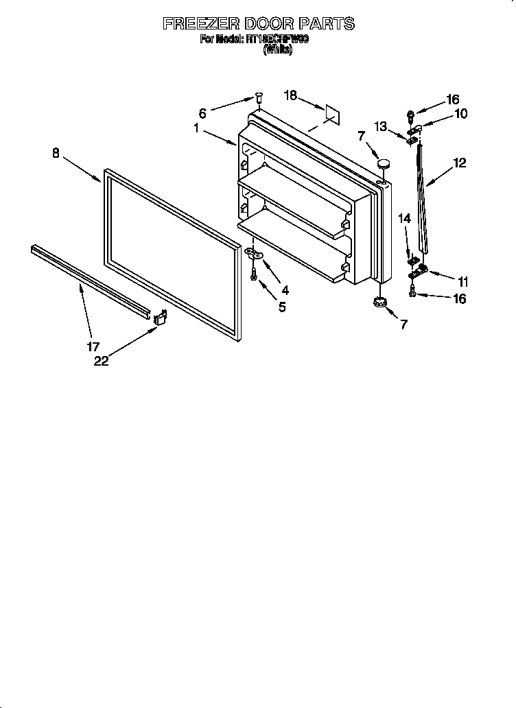 Roper RT18ECRFW00 freezer door diagram