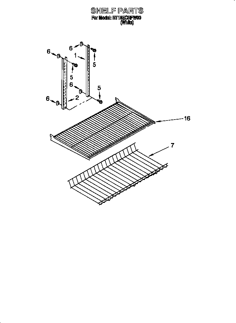 Roper RT18ECRFW00 shelf diagram