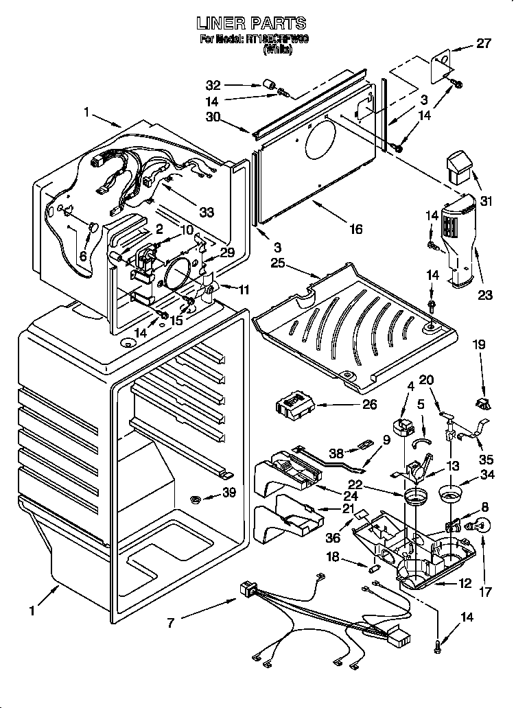 Roper RT18ECRFW00 liner diagram