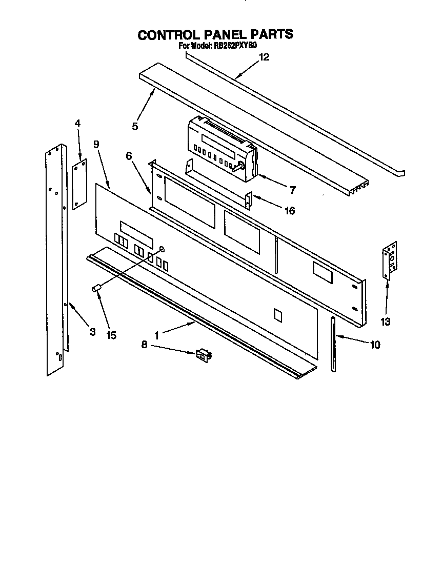 Whirlpool RB262PXYB0 control panel diagram