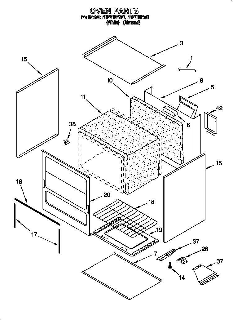 Roper FGP210EN0 oven diagram