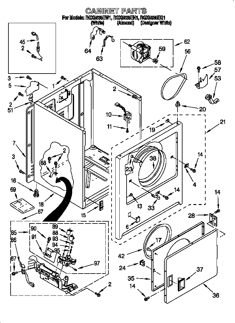 Roper RGX5635EN1 cabinet diagram