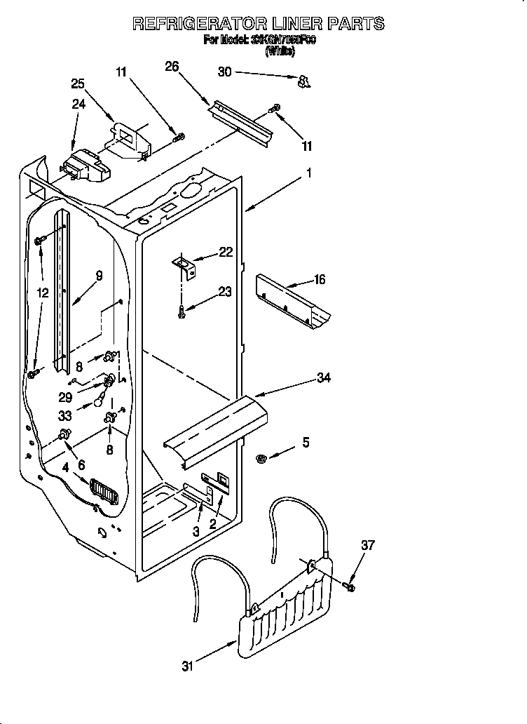 Bauknecht 3XKGN7050F00 refrigerator liner diagram