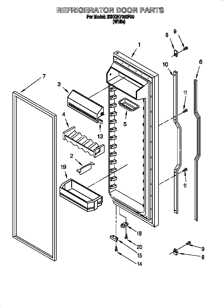 Bauknecht 3XKGN7050F00 refrigerator door diagram