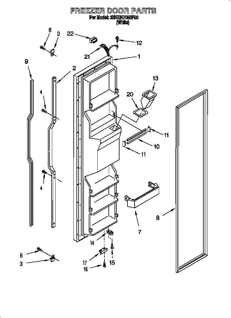 Bauknecht 3XKGN7050F00 freezer door diagram