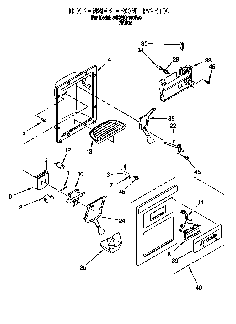 Bauknecht 3XKGN7050F00 dispenser front diagram