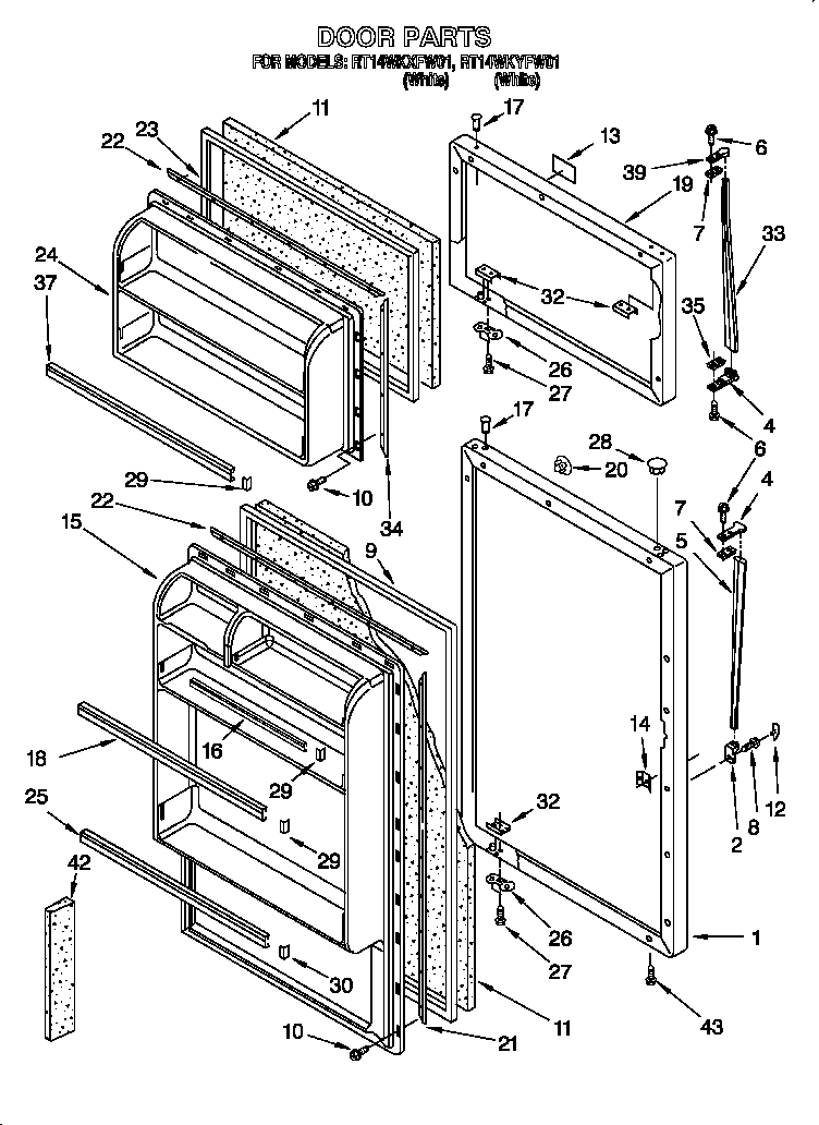 Roper RT14WKXFW01 door diagram