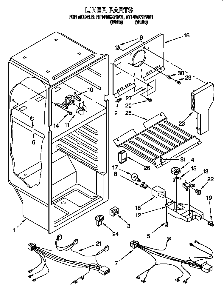 Roper RT14WKXFW01 liner diagram