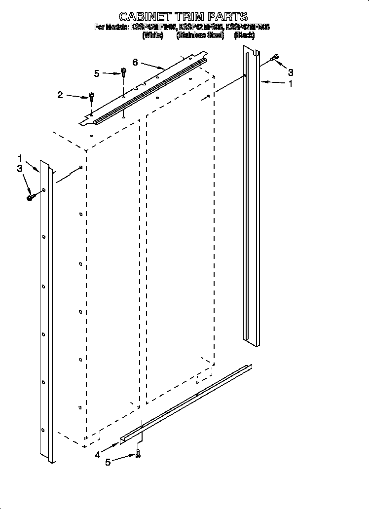 KitchenAid KSSP42MFB05 cabinet trim diagram