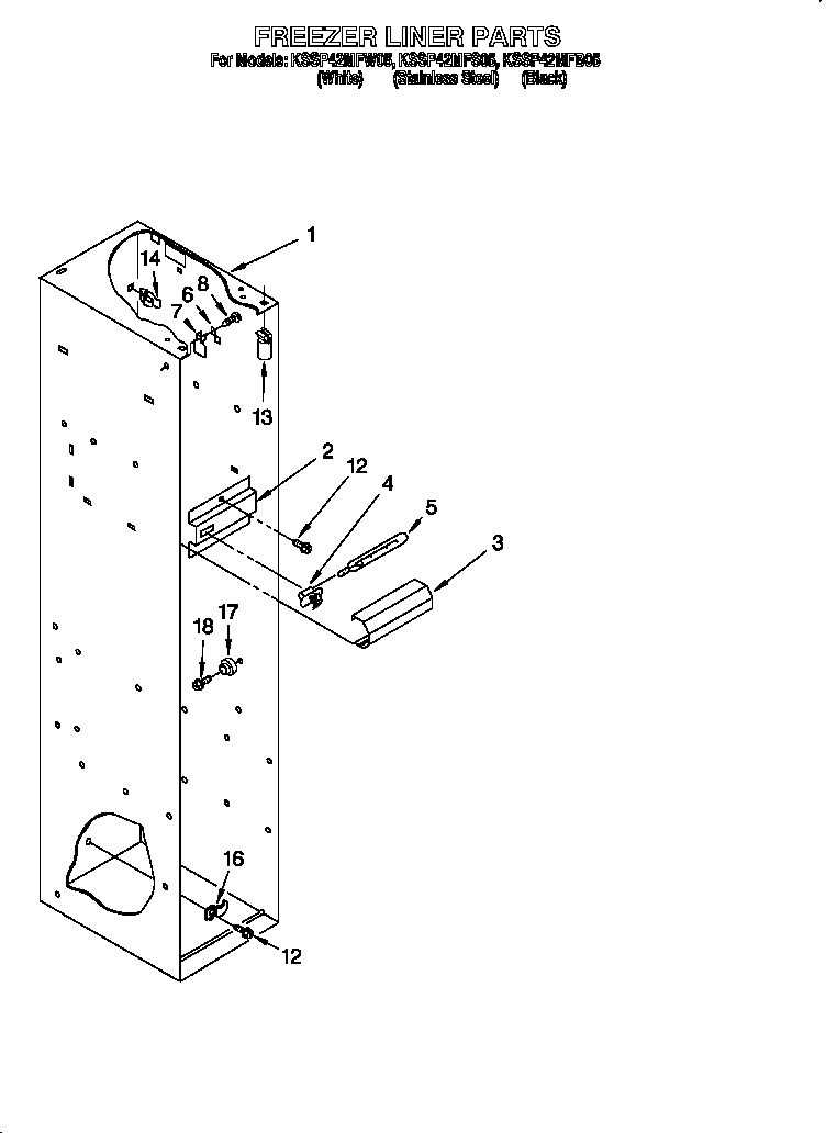KitchenAid KSSP42MFB05 freezer liner diagram