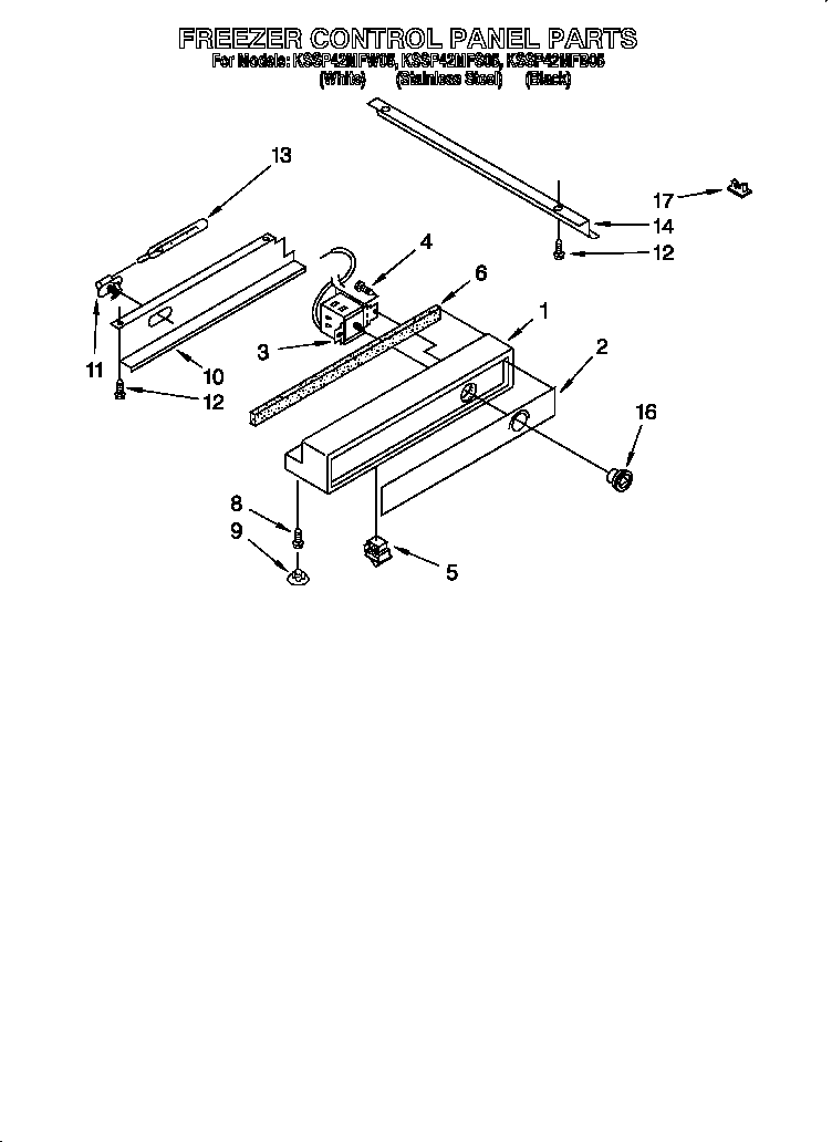 KitchenAid KSSP42MFB05 freezer control panel diagram